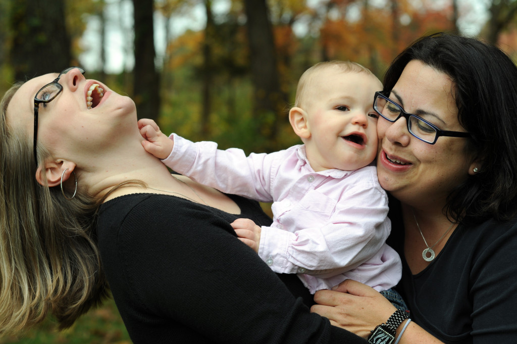 Susan Manning and her wife, Jen, with their son, who was conceived via IVF.